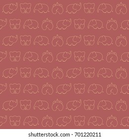 elephants silhouette. vector seamless pattern. pink background