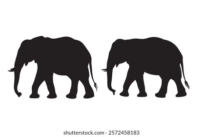 Elephants Silhouette warning sign .Slow Down Elephants Crossing Road sign. Slow Down Elephants Crossing Road caution sign. vector illustration.
