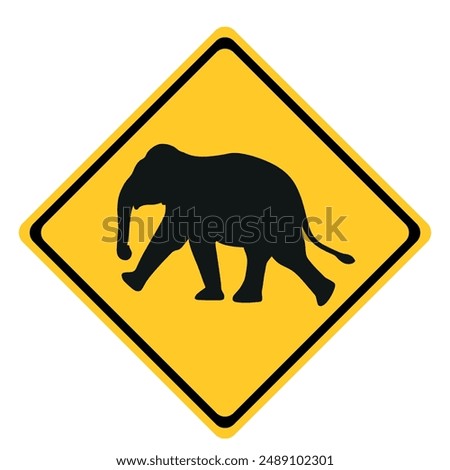 Elephants Silhouette warning sign .Slow Down Elephants Crossing Road sign. Slow Down Elephants Crossing Road caution sign. vector illustration.
