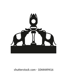 Elephants statue silhouette icon. Thailand Elephants statue vector illustration isolated on white background. Element Thailand culture and traditions.