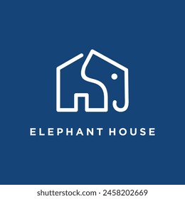 elephant-shaped house vector logo. white background