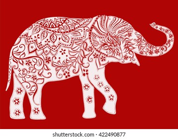 elephant.Silhouette of elephant. Indian elephant.Coloring pages 