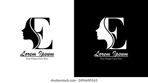 E-letter logo design combined with a female silhouette and modern style