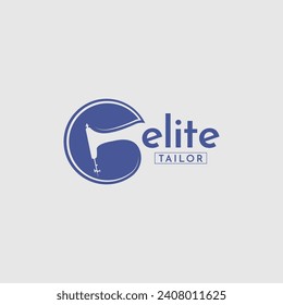 E-letter logo elite tailor logo with a sewing machine icon