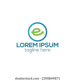 E-letter technology logo design concept for business company vector template