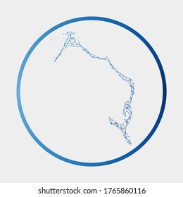 Eleuthera icon. Network map of the island. Round Eleuthera sign with gradient ring. Technology, internet, network, telecommunication concept. Vector illustration.