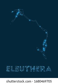 Mapa de la red Eleuthera. Mapa geométrico abstracto de la isla. Conexión a Internet y diseño de telecomunicaciones. Ilustración vectorial moderna.