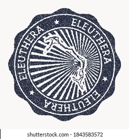Eleuthera stamp. Travel rubber stamp with the name and map of island, vector illustration. Can be used as insignia, logotype, label, sticker or badge of the Eleuthera.