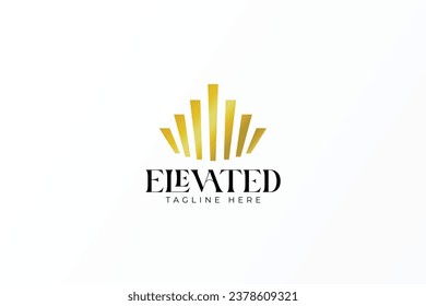 Elevate Abstract Throne Crown Gold Business Company Finance Developer Structure Logo Concept