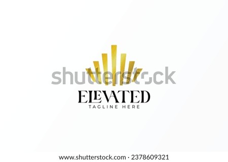 Elevate Abstract Throne Crown Gold Business Company Finance Developer Structure Logo Concept