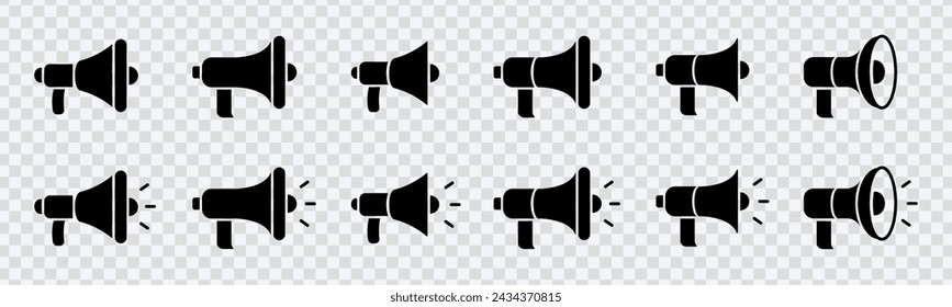 "Elevate advertising visuals with our Megaphone Icon Set. Electric megaphone symbols for impactful communication. Ideal for advertising concepts."