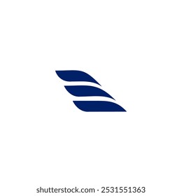 elevate air plane logo icon letter E simple tail with the shape of a letter