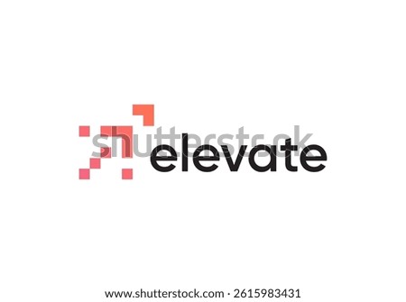 elevate growth logo. arrow statistics technology vector design concept