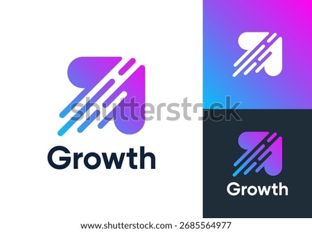 elevate growth logo. fast arrow technology vector design concept	
