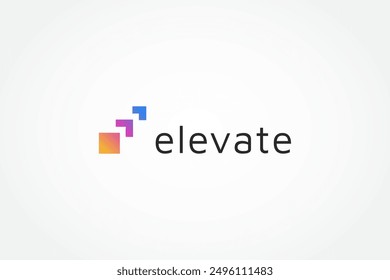 Elevate Logo Image. Colorful Geometric Shapes Stairs Symbol isolated on White Background. Flat Vector Logo Design Template Element for Business and Branding Logos.