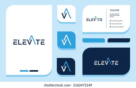 ELEVATE modern logo vector TYPOGRAPHY for download. free business card