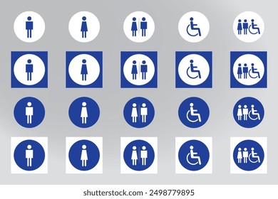 "Elevate restroom visuals with our WC Icons Set. Female toilet signs for clear and effective communication."	