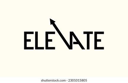 Elevar el diseño del logotipo de texto de la tipografía. Elevar El Diseño Del Vector De Logotipo De Palabras Típográficas Para Empresa De Negocios.