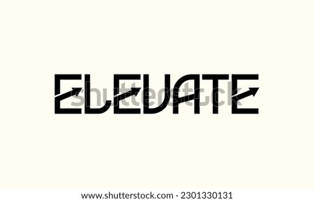 Elevate Typography Text Logo Design. Elevate Typographic Word Logo Vector Design For Business Company.