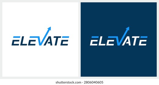Elevate typography word mark logo design with arrow up