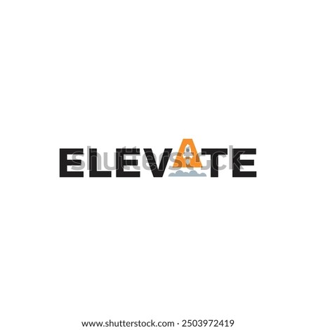Elevate Wordmark with rocket symbol Logo Concept