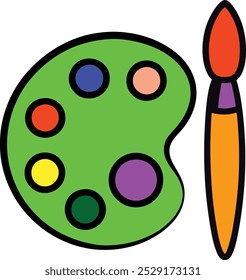 Elevate Your Artistry with a Deluxe Paintbrush and Palette Set Adorned with Beautiful Vector Illustrations for Inspiring Creations

