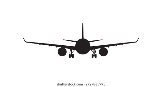 Elevate your aviation branding with this high-quality Front View Airplane Silhouette Vector. This sleek, symmetrical graphic captures the powerful perspective of an aircraft’s nose and wingspan from a head-on view. It is an essential asset for airline logos, flight school branding, aerospace engineering presentations, and travel agency marketing.