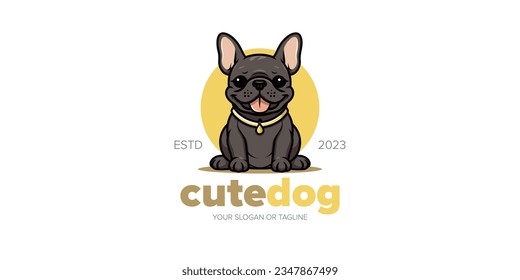 Elevar tu marca con un logotipo de perro de bulldog francés minimalista para productos de mascotas