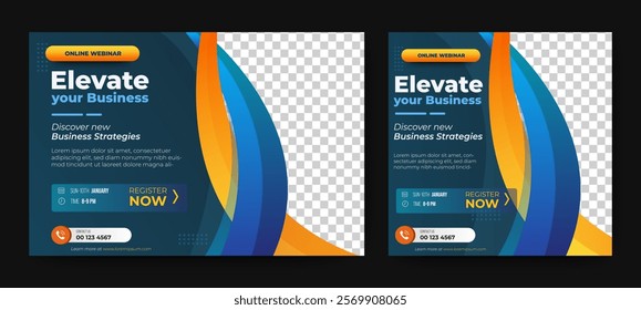 Elevate your business live webinar templates. Live Converence Business meeting invitation template. vector