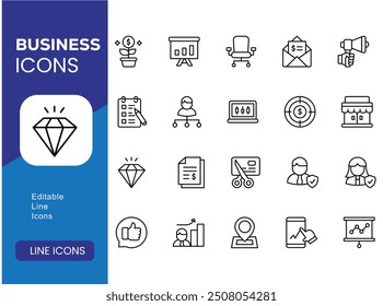 Elevate your business with our ProfiPack icon set 20 high-quality symbols for finance, management, marketing, and more. Perfect for presentations, websites, and reports. Boost your brand's visual ide