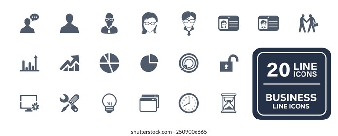 Elevate your business with our ProfiPack icon set! 20 high-quality symbols for finance, management, marketing, and more. Perfect for presentations, websites, and reports. Boost your brand's visual ide