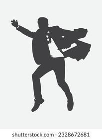 Elevate Your Business Success, Silhouettes of Excited Jumping Businessmen