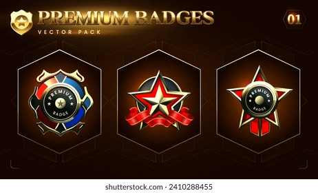 Elevate your certificates, awards, and packages with a premium pack of elegant custom badges-Vector Design