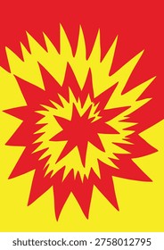 Elevate your creative projects with this high-quality editable vector illustration featuring a stunning abstract spiky swirl background. This design showcases dynamic, sharp starburst waves in a bold and fiery color palette of vibrant red and bright yellow. The intense spiral motion creates a sense of high energy, visual depth, and optical illusion, making it an ideal choice for modern posters, comic book covers, music album sleeves, social media graphics, and artistic website banners.

Inspired by both retro psychedelic aesthetics and contemporary pop art, this versatile background asset perfectly captures a sense of rhythm and fast movement. The sharp, edgy shapes are meticulously crafted to ensure professional quality in both print and digital media. Whether you are designing a trendy flyer for an event, a striking backdrop for a presentation, or unique product packaging, these colorful waves provide a professional and eye-catching solution for any visual artwork.

As a fully editable EPS vector file, this artwork offers maximum flexibility for graphic designers. You can easily modify the scale, change the colors, or adjust the individual paths to fit your specific branding needs without any loss of clarity. Its high-resolution output ensures sharp details for large-format prints like wall art, apparel graphics, or retail displays. Add a touch of vivid energy and artistic edge to your professional design toolkit with this captivating abstract starburst illustration.