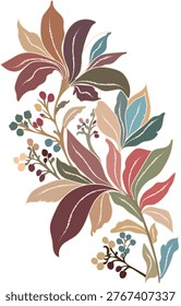 Elevate your creative work with this beautifully crafted boho botanical illustration, It features elegantly muted earthy leaves and delicate berries, making it an ideal choice for modern designs.