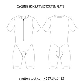 Elevate your cycling apparel designs with our Cycling Short Sleeve Skinsuit Mockup Vector Template. Perfect for showcasing your unique designs with realistic detail. Download now!