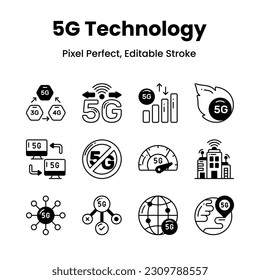 Elevate your design game with our 5G network icons Infuse your projects with a futuristic touch and cutting-edge aesthetics.