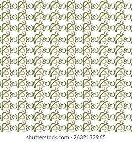Elevate your design projects with this seamless, repeating pattern vector. Featuring a geometric arrangement of green and tan shapes on a clean white background,