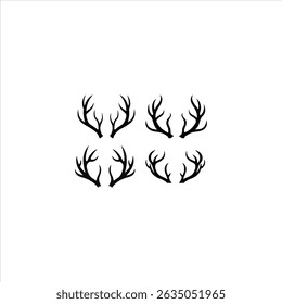 Elevate your design projects with this elegant black and white vector illustration showcasing multiple deer antler silhouettes. This versatile graphic features detailed outlines, perfect for creating 