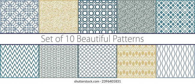 Elevate your designs with this captivating collection of 10 seamless trendy patterns in beautiful monochromatic colors.