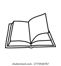 Elevate your educational and creative projects with this premium hand-drawn open book vector icon. This high-quality illustration showcases a clean and professional black line art aesthetic, capturing the essence of learning and imagination in a popular minimalist doodle style. It serves as an ideal design element for educators, authors, and graphic designers working on teaching materials, school posters, library branding, and digital learning platforms.

The simplistic hand-sketched design ensures this icon integrates flawlessly into any project, from children's coloring workbooks to professional academic presentations and website interfaces. Whether you are creating a logo for a bookstore, a social media post for a literacy campaign, or an icon for a mobile educational app, this authentic hand-drawn book provides a friendly and engaging visual appeal. The detail of the turning page adds a sense of progress and active reading.

As a professional-grade editable EPS file, this illustration offers infinite scalability without losing its sharp, hand-drawn character. You can easily adjust the line weight, change colors to fit your brand, or resize it for anything from small stationery stickers to large educational murals. The graphic is isolated on a clean white background, making it ready for immediate integration into your professional workflow. This timeless book icon is a must-have asset for anyone looking for high-quality, hand-drawn education-themed visuals.