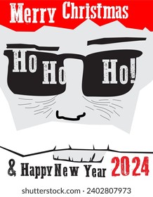 Elevate your festive spirit with our vector poster! Cool Santa, shades, and Christmas cheers in a charismatic design. Perfect for joyful celebrations