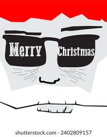 Elevate your festive spirit with our vector poster! Cool Santa, shades, and Christmas cheers in a charismatic design. Perfect for joyful celebrations