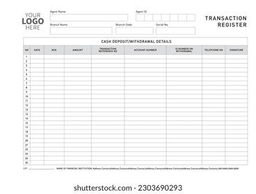 
Elevate your financial management with our stylish and customizable vector transaction register templates.