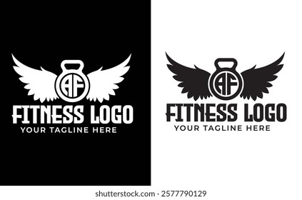 Elevate your fitness brand with the AF Gym and AF Fitness logo concept. This hand-drawn vector illustration features a strong hand lifting a steel dumbbell, symbolizing power, dedication, and the gym 