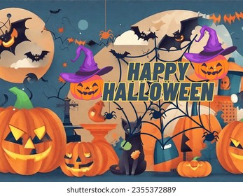 Elevate your Halloween vibes with this eerie banner: Dive into the Halloween spirit with this captivating Halloween-style banner. 