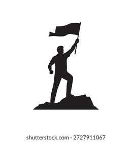 Eleve sus proyectos motivacionales con esta victoria de alto impacto en el Vector de la Cumbre. Con una poderosa silueta de un escalador de pie triunfante en la cima de una montaña, este gráfico es el símbolo definitivo del éxito, la perseverancia y el logro de sus objetivos. Es un activo esencial para presentaciones de negocios, carteles motivacionales, marcas de entrenamiento y gráficos de aventuras al aire libre.