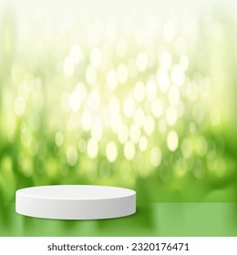 Elevate your product presentation with a stunningly realistic 3D cylinder pedestal, showcased on an isolated podium vector