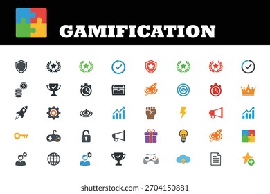 Erhöhen Sie Ihre Projekte mit diesen Symbolen. Ideal für Geschäftsstrategien, Lehrmittel und App-Designs, die Engagement, Lernen und gesunden Wettbewerb fördern.