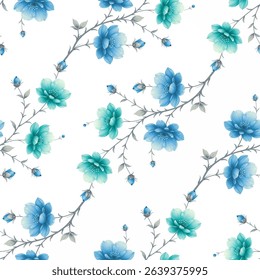 Elevate your space with the captivating Blue Floral Delight. This stunning artwork features a vibrant array of blue flowers set against a crisp white backdrop, creating a serene and calming ambiance.